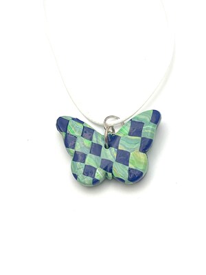 Checkerd Butterfly Pendant - image2